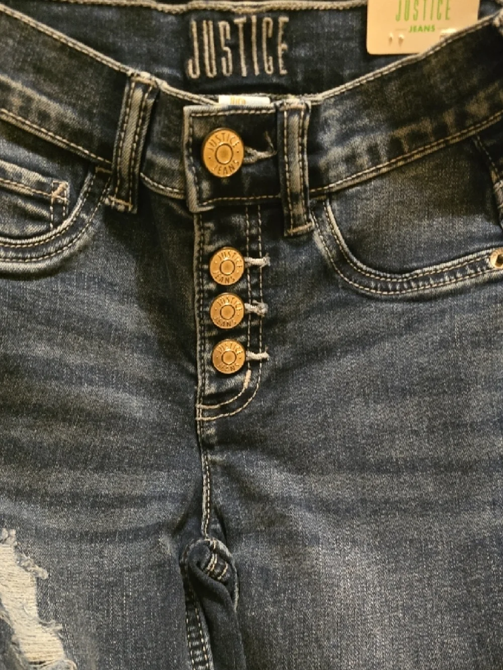 Justice Jeans Girls Size 10 Slim Blue Jegging High Rise Stretchy Button Fly